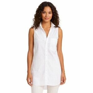 Frank & Eileen Finley Sleeveless Button-Up Tunic Top White Small NWOT